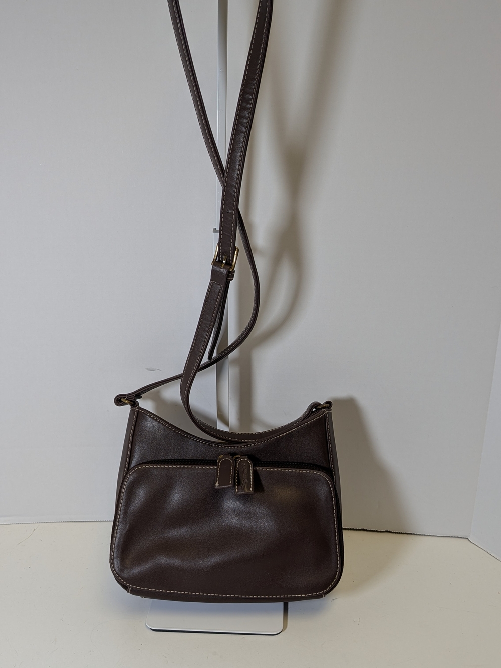 Charter Club Dark Brown Leather Crossbody Bag